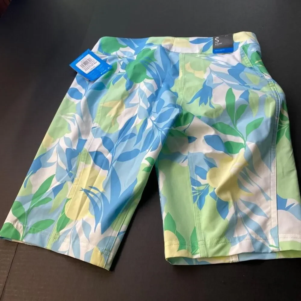 Columbia Sportswear Men's Sz S Swim Trunks  Blue/Green Floral  Regular Fit New‎